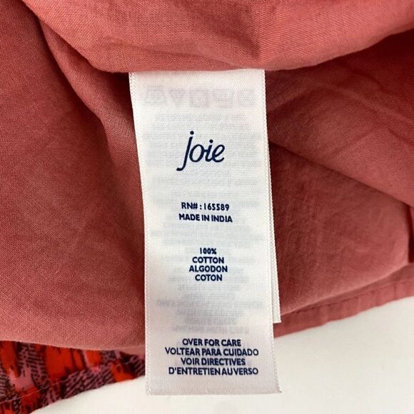 Joie Dress Sleeveless Tiered Lined Cotton Print Orange Lightweight Midi Maxi S - Picture 4 of 9